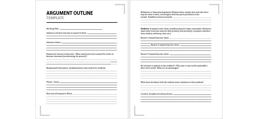 Download Argument Essay Outline Template with Closure