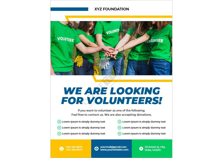 Volunteer Charity Flyer Template in MS Word Format