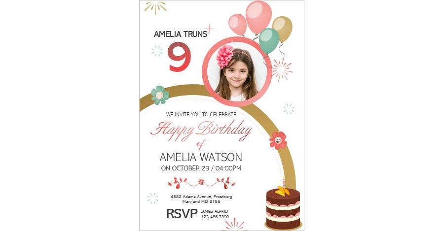 Download Birthday Invitation Card Template for Kid