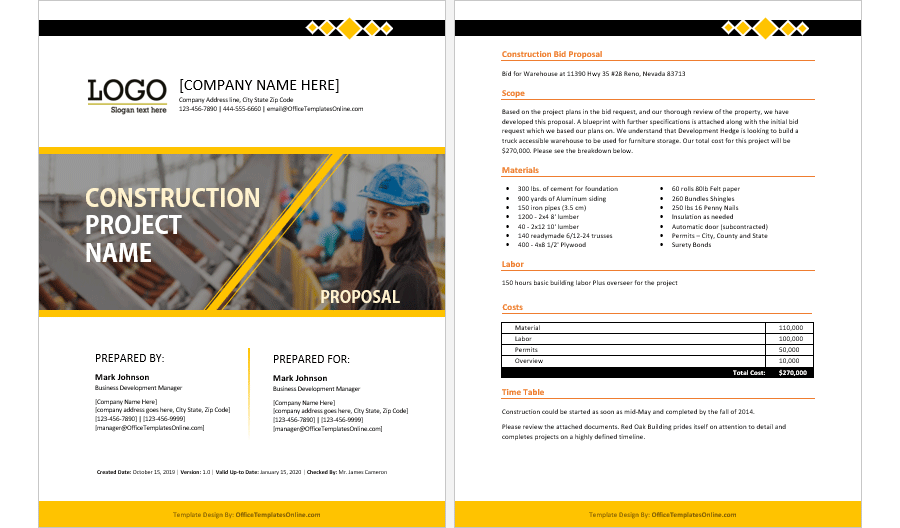 MS Word Construction Proposal Template