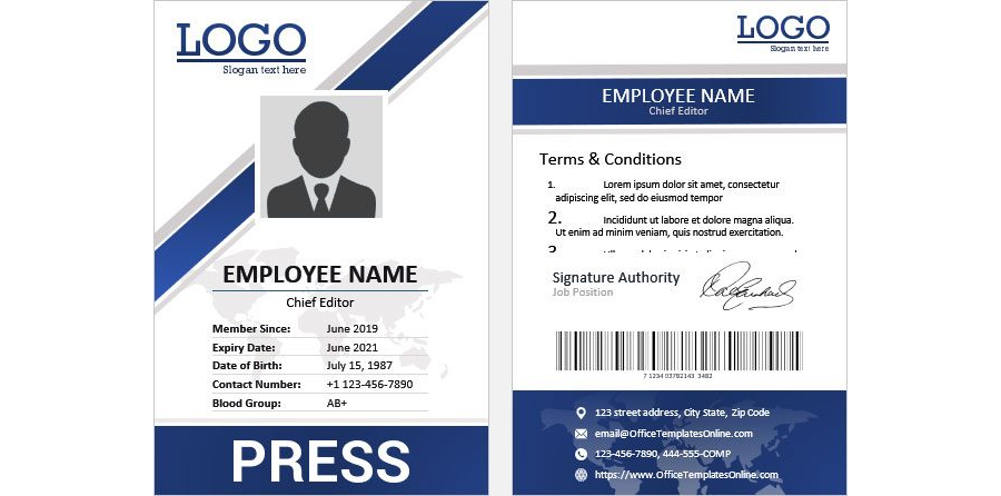 Download News Editor ID Card Template for Press