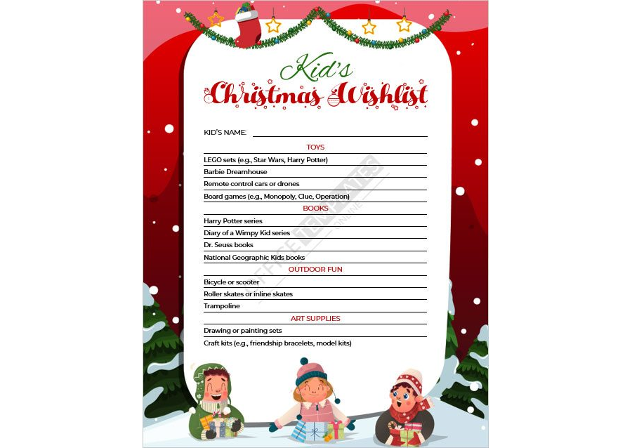 Kid's Christmas Wishlist Template