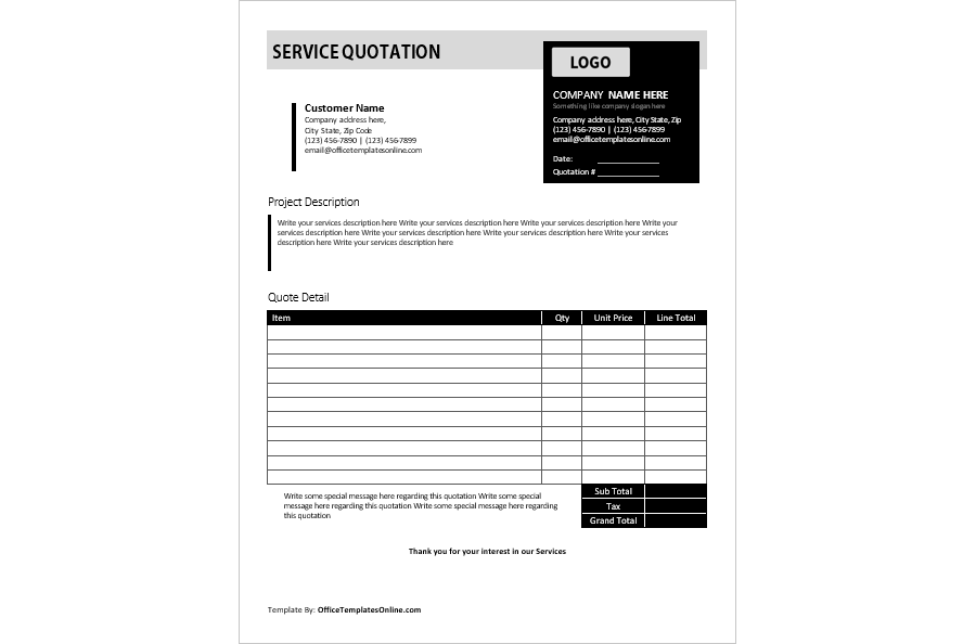 Service Quote Template