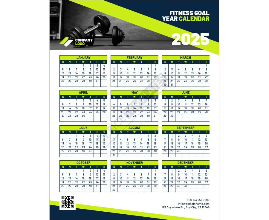 Fitness Goal Year Calendar Template