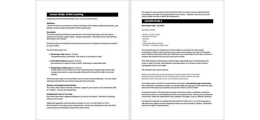 Download Active Learning Lesson Plan Template for MS Word