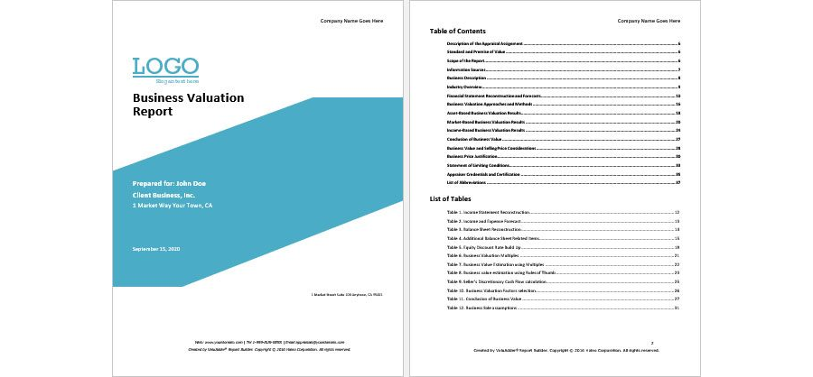 Download Business Valuation Report Template