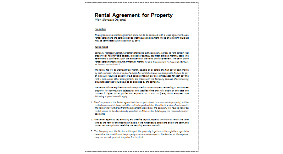 Download Printable Sample Rental Agreement Template