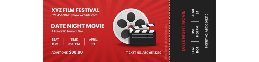 Date Night Movie Ticket Template in MS Word