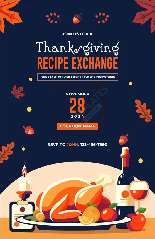 Thanksgiving Recipe Exchange Poster Template