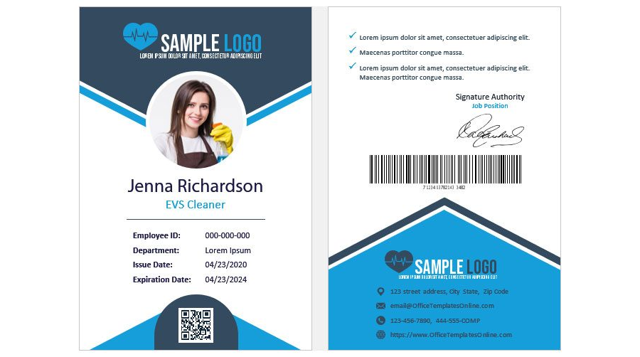 Download Hospital Cleaner EVS ID Card Template in MS Word