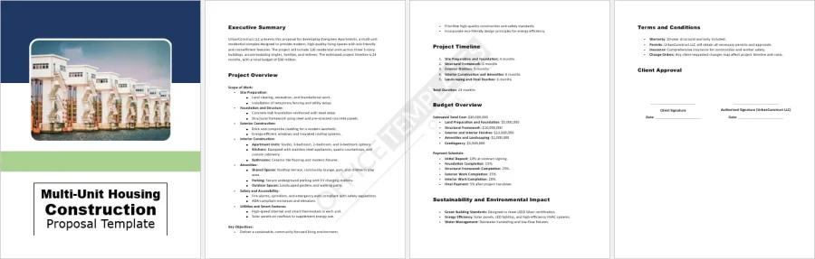 Multi-Unit Housing Construction Proposal Template