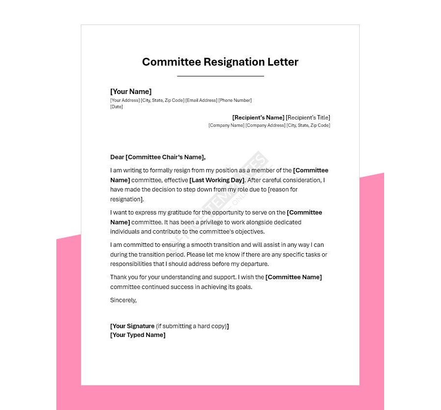 Committee Resignation Letter
