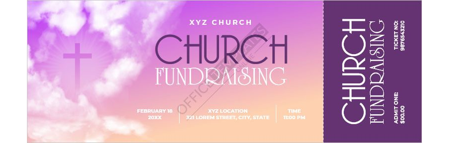 Church Event Fundraising Ticket Design in MS Word