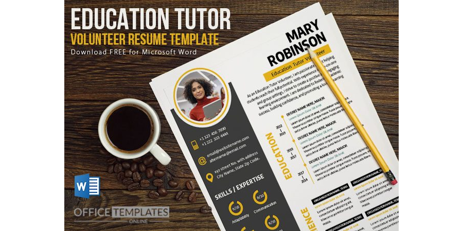 Download Now: Education Tutor Volunteer Resume Template in MS Word Format