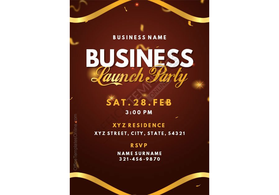 Business Launch Party Invitation Template in MS Word