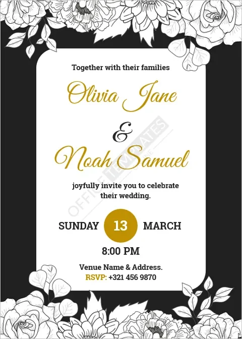 Elegant Black and White Wedding Invitation Template