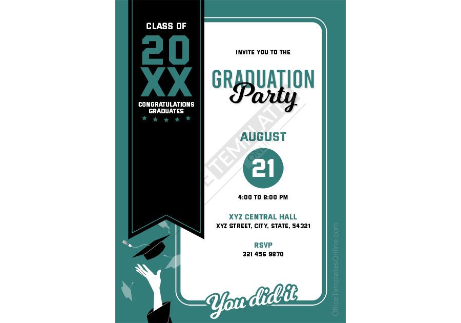 Graduation Party Invitation Card Design in MS Word