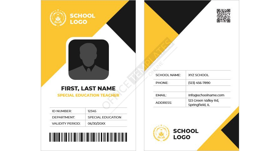 Special Education Teacher ID Card Template