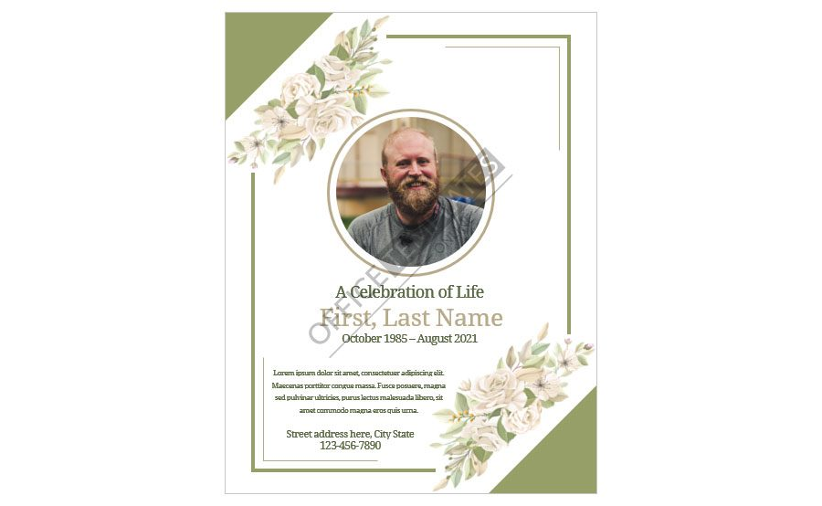 Funerral/Death Announcement Card Format in MS Word