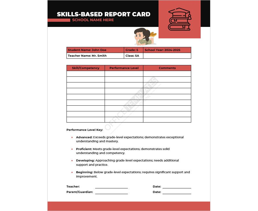 Skills-Based Report Card Template