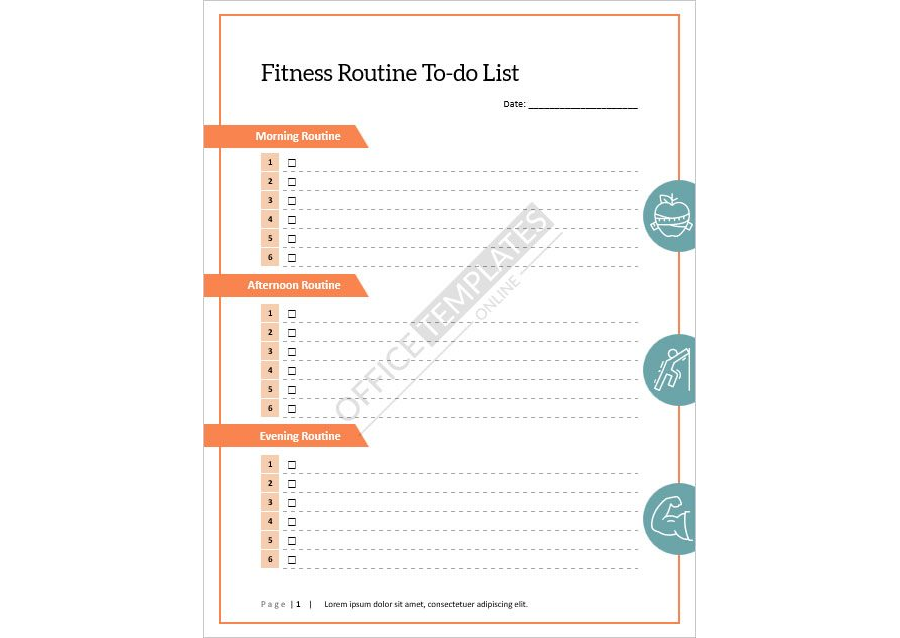 Fitness Routine To Do List Template