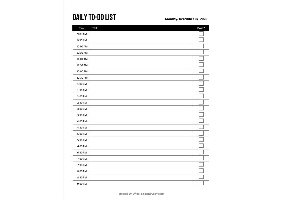 Download Daily To-Do List Template - MS Word
