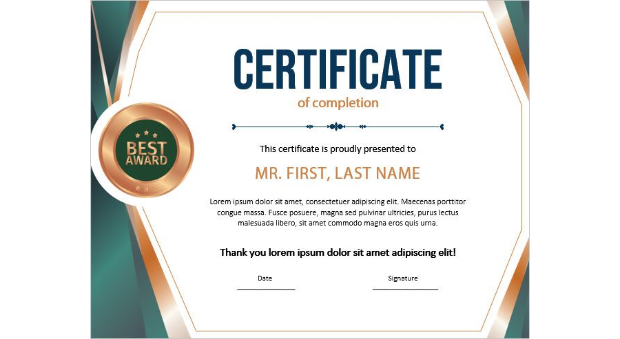 Best Project Completion Certificate Template for MS Word