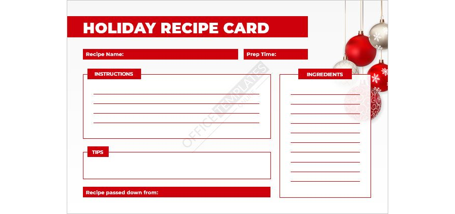 Holiday Recipe Card Template