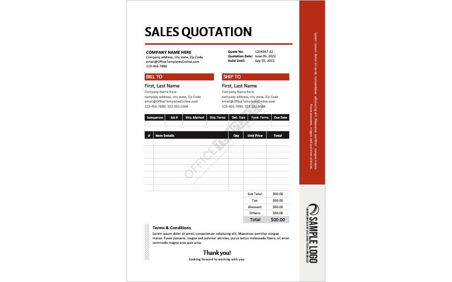 Sales Quotation Template for Microsoft Word