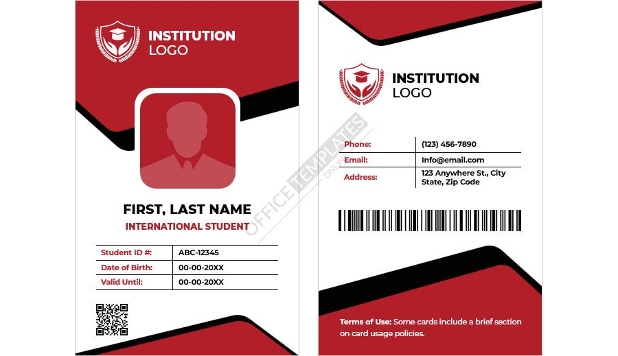 International Student ID Card Template
