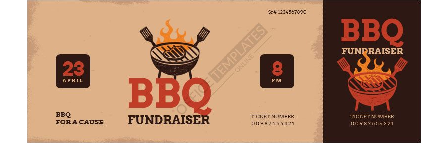 BBQ Fundraiser Ticket in MS Word Format