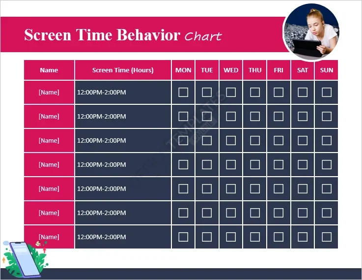 Screen Time Behavior Chart Template