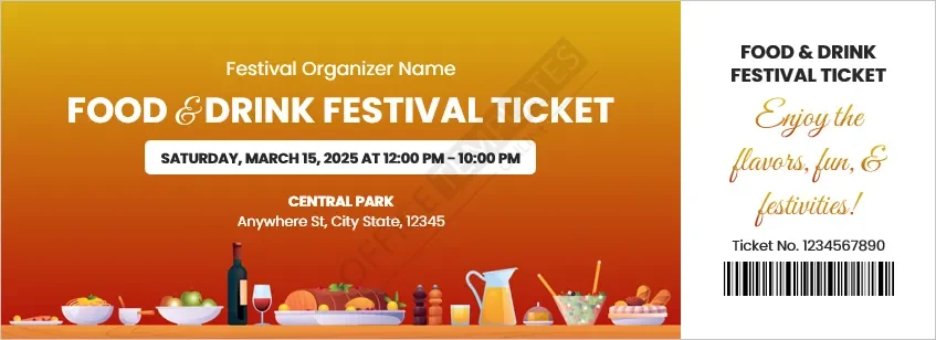 Food and Drink Festival Ticket Template