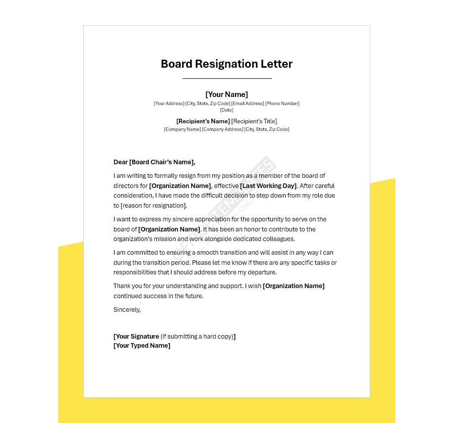 Board Resignation Letter