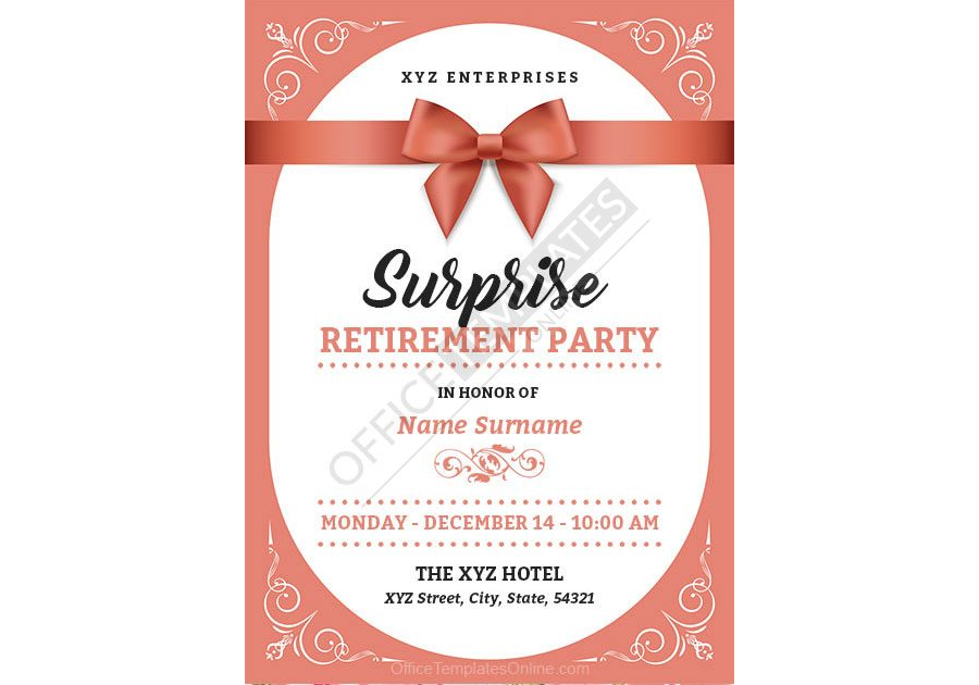Surprise Retirement Party Invitation Template for MS Word