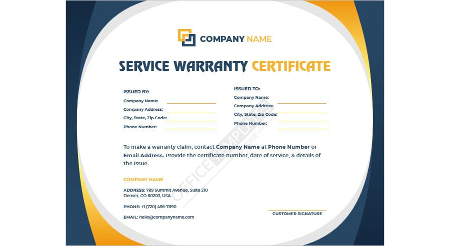 Service Warranty Certificate Template