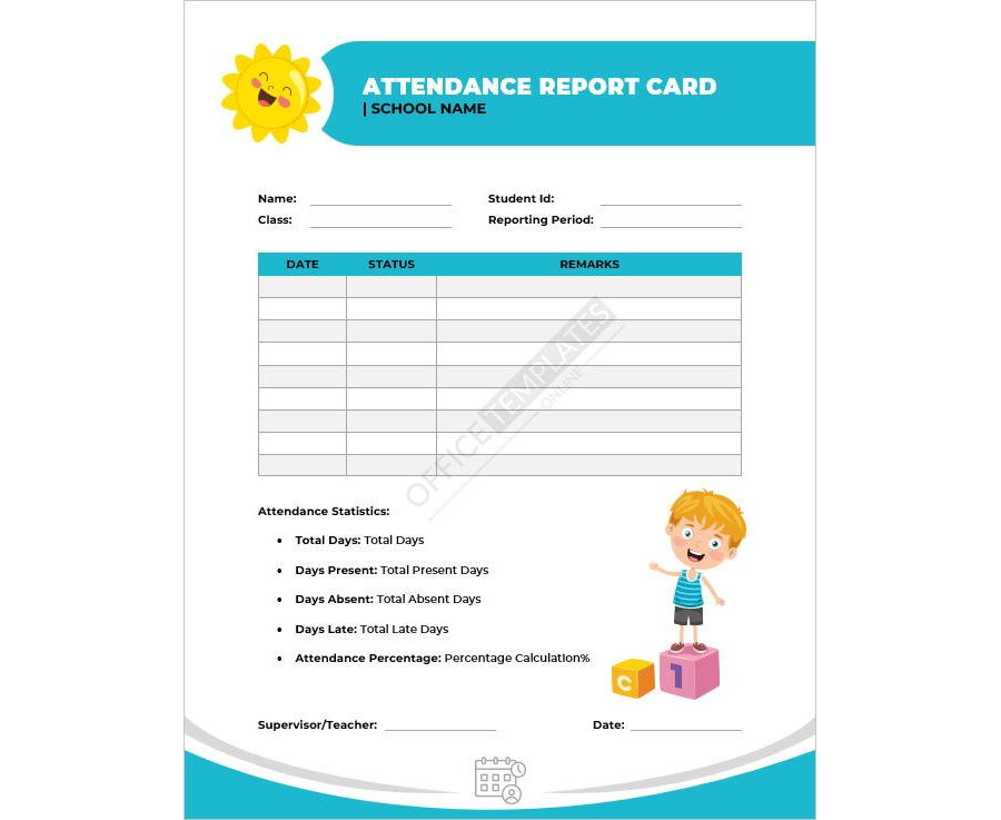 Attendance Report Card Template