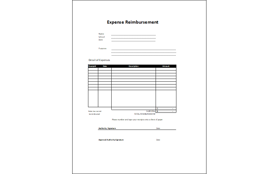 Expense Reimbursement Form
