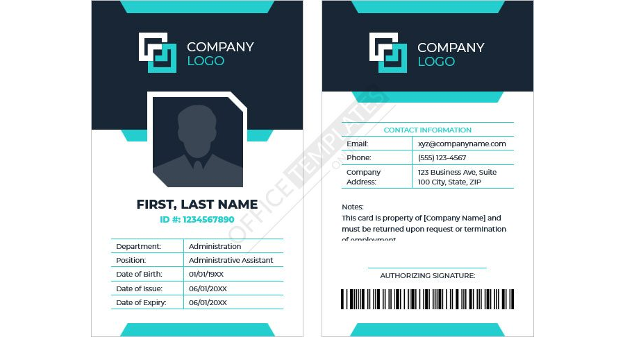 Administrative Staff ID Card Template