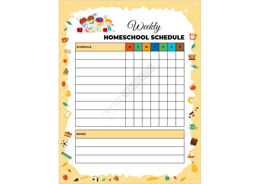 Weekly Homeschool Schedule Template