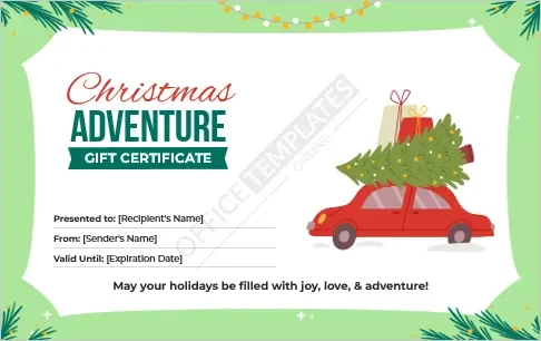 Christmas Adventure Gift Certificate Template