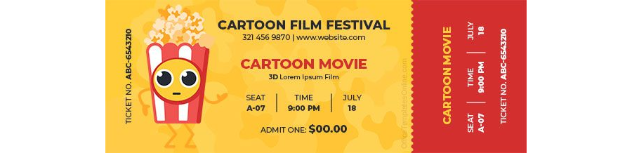 Cartoon Movie Ticket Template in MS Word Format