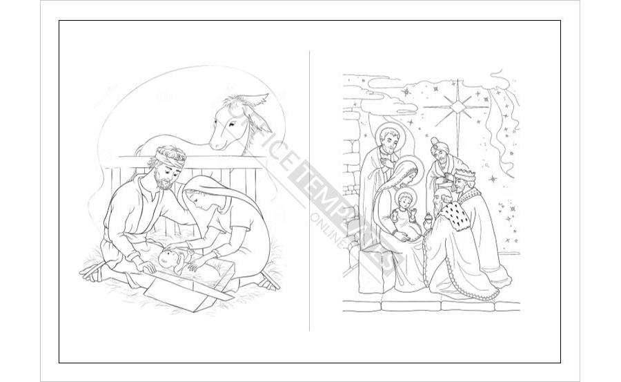 Religious Easter Scene With Mary and Jesus Coloring Page Template