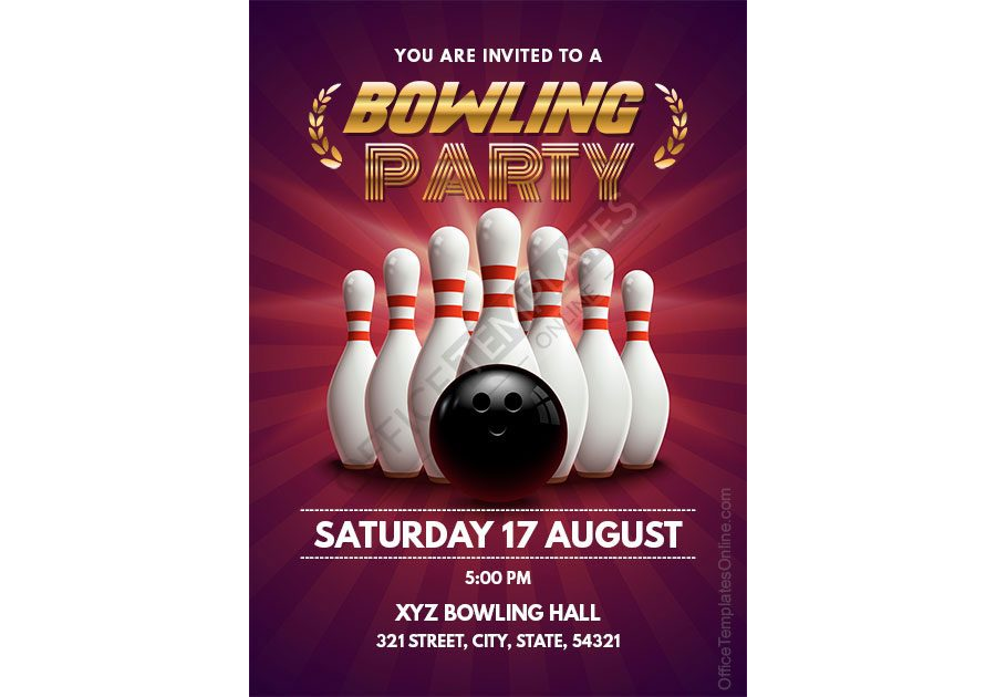 Bowling Party Invitation Design in MS Word