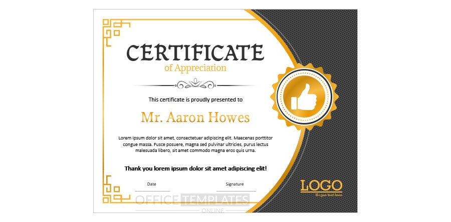 Download MS Word Certificate of Appreciation for Business