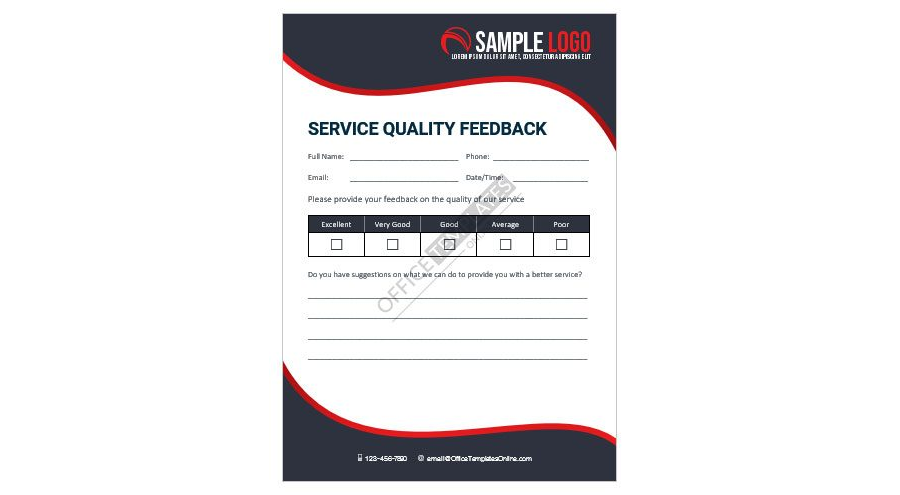Download Feedback Card Design for Service Quality - MS Word Template