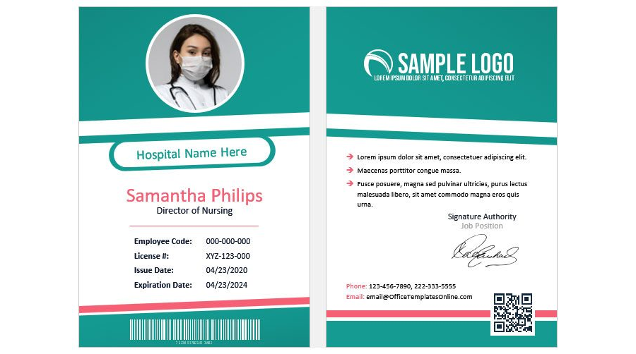 Download ID Card Format for Director of Nursing in MS Word