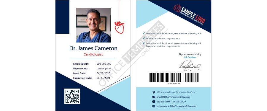 Cardiologist ID Card Template for MS Word