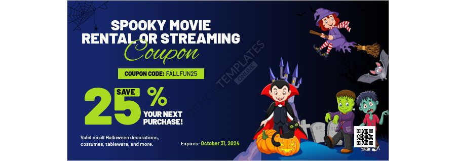 Spooky Movie Rental or Streaming Coupon Template