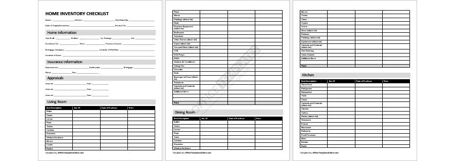 Download Home Inventory Checklist Template